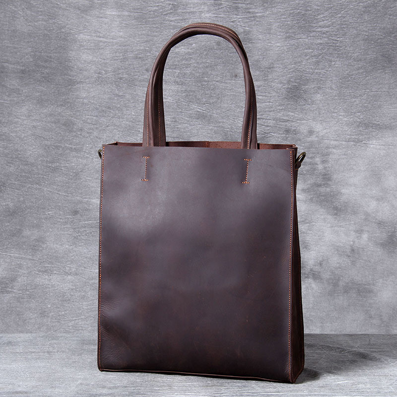 Laptop Accessories Box - Vintage genuine leather men hand tote