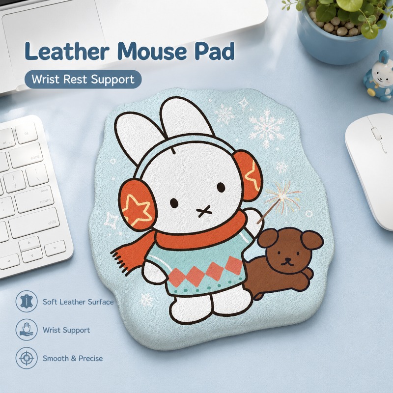 Laptop Accessories Design - Anime Miffy Leather Mouse Pad with