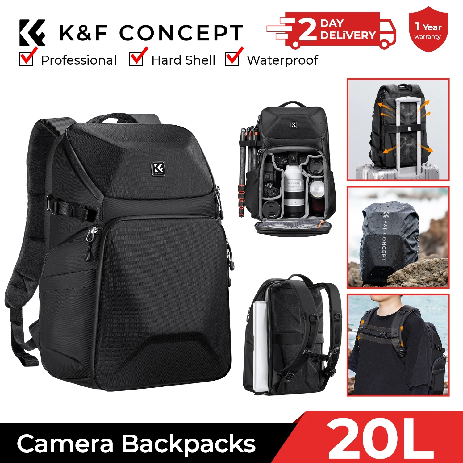 K&F CONCEPT 20L Camera Backpac - Laptop Accessories Box 评论和价格