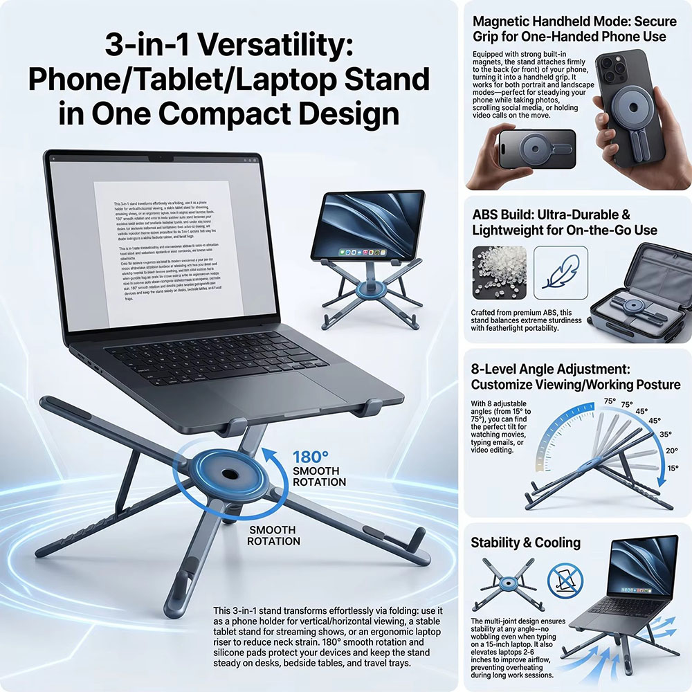 Portable Magnetic Phone Holder - Laptop Stand Portable 评论和价格